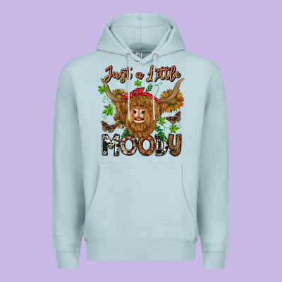 Just A Little Moody Premium Hoodie Designed By Cowhidedigitalart