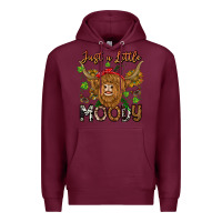 Burgundy Just a Little Moody Premium Hoodie - CowhideDigitalArt