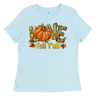 Baby Blue Love Fall Y'all Ladies Tee - texasbilliewilder