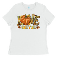 White Love Fall Y'all Ladies Tee - texasbilliewilder