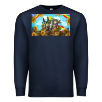 Navy 2 donkeys sunflower Premium Sweatshirt - BarkalooDesign