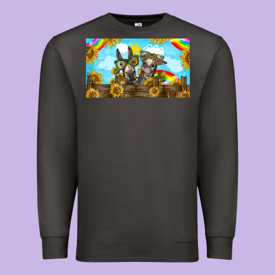2 Donkeys Sunflower Premium Sweatshirt Designed By Barkaloodesign