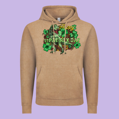 Happy St. Patrick's Day T-rex Vintage Hoodie Designed By Howdyjamesfarm