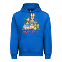Cobalt easter bunny family wıth carrots and eggs Urban Hoodie - AdoDesignShop