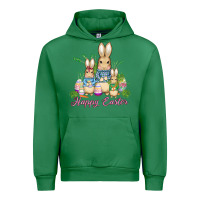 Emerald easter bunny family wıth carrots and eggs Urban Hoodie - AdoDesignShop