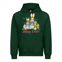 Forest Green easter bunny family wıth carrots and eggs Urban Hoodie - AdoDesignShop
