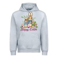 Heather Grey easter bunny family wıth carrots and eggs Urban Hoodie - AdoDesignShop