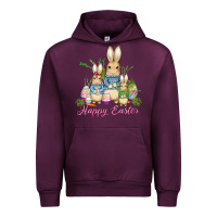 Mauve Wine easter bunny family wıth carrots and eggs Urban Hoodie - AdoDesignShop