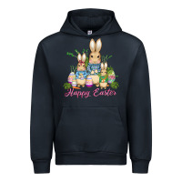 Navy easter bunny family wıth carrots and eggs Urban Hoodie - AdoDesignShop