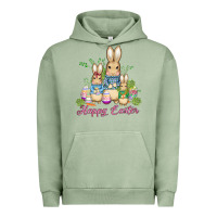 Pigment Oil Green easter bunny family wıth carrots and eggs Urban Hoodie - AdoDesignShop