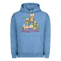 Pigment Pebble Blue easter bunny family wıth carrots and eggs Urban Hoodie - AdoDesignShop