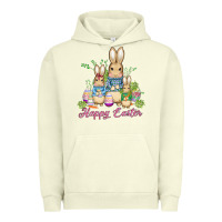 Pigment Pistachio easter bunny family wıth carrots and eggs Urban Hoodie - AdoDesignShop