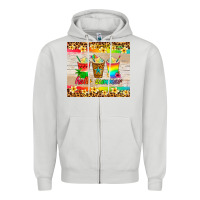 Dove Grey hello summer ice coffee Zipper Hoodie - Artiststas