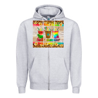 Heather Grey hello summer ice coffee Zipper Hoodie - Artiststas