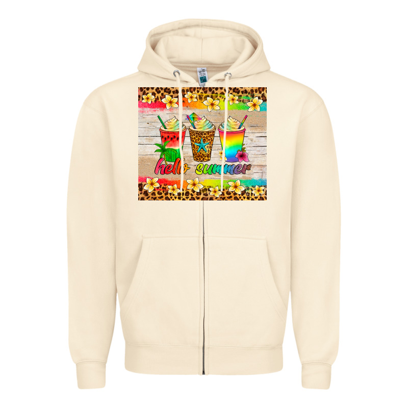 Hello Summer Ice Coffee Zipper Hoodie by Artiststas | Teevron