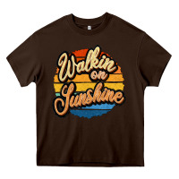 Chocolate Brown Walking on Sunshine Heavy Core Tee - JahusDesignShop