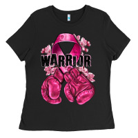 Black Warrior Breast Cancer with boxing gloves Ladies Tee - NancyCooperArtShop