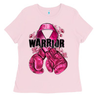 Bubblegum Pink Warrior Breast Cancer with boxing gloves Ladies Tee - NancyCooperArtShop