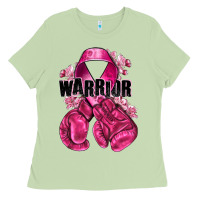 Matcha Warrior Breast Cancer with boxing gloves Ladies Tee - NancyCooperArtShop