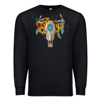 Black boho bull skull Premium Sweatshirt - BarkalooDesign