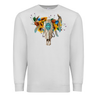 Dove Grey boho bull skull Premium Sweatshirt - BarkalooDesign