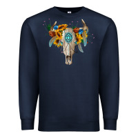 Navy boho bull skull Premium Sweatshirt - BarkalooDesign