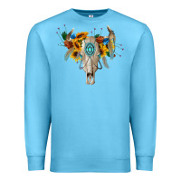 Ocean Blue boho bull skull Premium Sweatshirt - BarkalooDesign