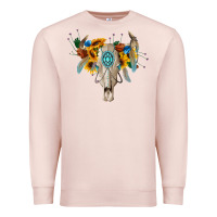 Pale Pink boho bull skull Premium Sweatshirt - BarkalooDesign