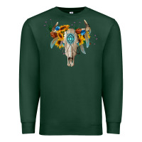 Sports Green boho bull skull Premium Sweatshirt - BarkalooDesign