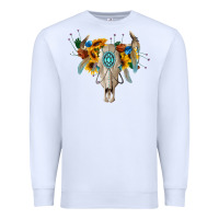 White boho bull skull Premium Sweatshirt - BarkalooDesign