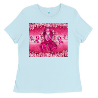 Baby Blue Breast Cancer with boxing gloves Ladies Tee - NancyCooperArtShop