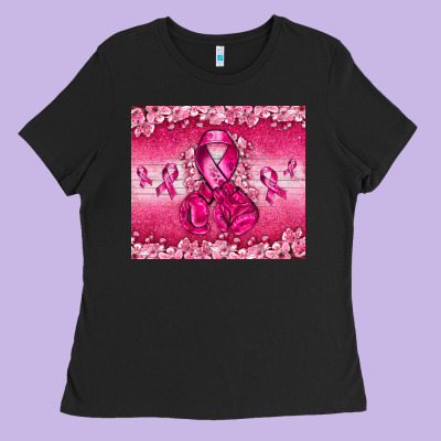 Breast Cancer With Boxing Gloves Ladies Tee Designed By Nancycooperartshop