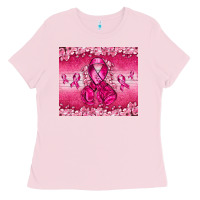 Bubblegum Pink Breast Cancer with boxing gloves Ladies Tee - NancyCooperArtShop