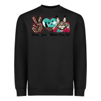 Black peace love maine coon cat Heavyweight Sweatshirt - LillyAllenDesigns