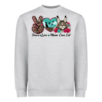 Heather Grey peace love maine coon cat Heavyweight Sweatshirt - LillyAllenDesigns