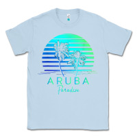 Dusty Blue Vintage Aruba Beach Tropical Vibes Vacation Souvenir Gift Classic Tee - longCreatives