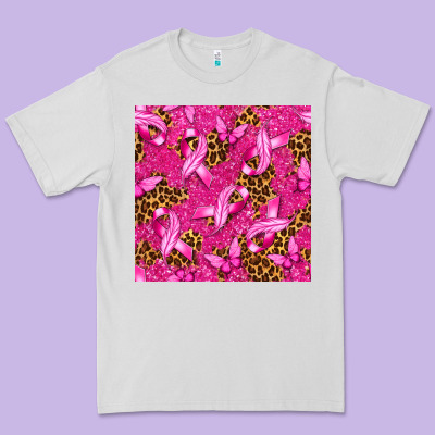 Breast Cancer With Ribbon And Butterfly Seamless P Premium Tee Designed By Texasbilliewilder