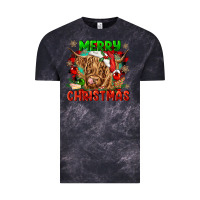 Cloud Black merry christmas cow Vintage Tee - CowGirlArtShop