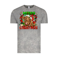 Cloud Rock merry christmas cow Vintage Tee - CowGirlArtShop
