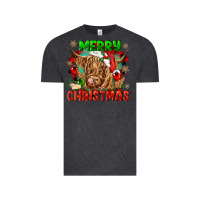 Vintage Black merry christmas cow Vintage Tee - CowGirlArtShop