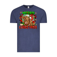 Vintage Denim merry christmas cow Vintage Tee - CowGirlArtShop