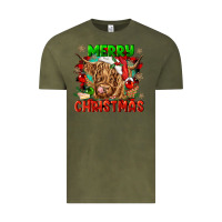 Vintage Olive merry christmas cow Vintage Tee - CowGirlArtShop