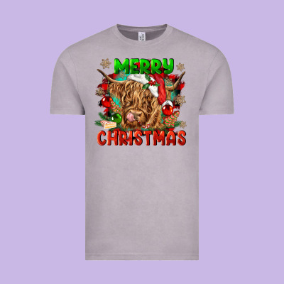 Merry Christmas Cow Vintage Tee Designed By Cowgirlartshop