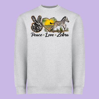 Peace Love Zebra Heavyweight Sweatshirt Designed By Lillyallendesigns