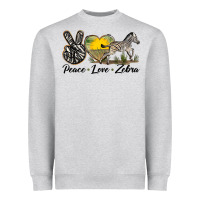 Heather Grey peace love zebra Heavyweight Sweatshirt - LillyAllenDesigns