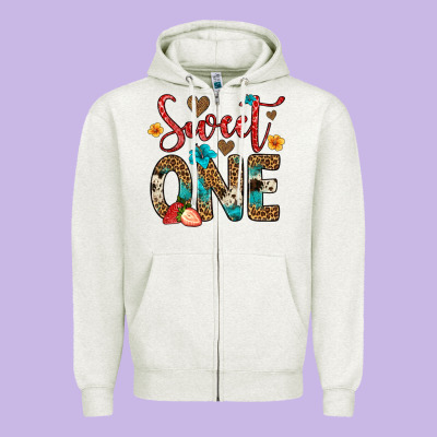 Sweet One Strawberry Zipper Hoodie Designed By Artiststas