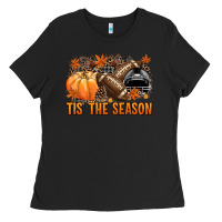 Black Tis' the season Football black helmet Ladies Tee - NancyCooperArtShop