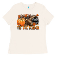 Tis' The Season Football Black Helmet Ladies Tee | Teevron