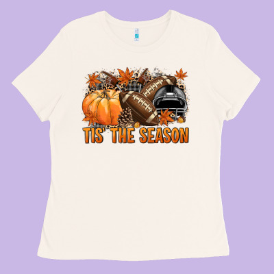 Tis' The Season Football Black Helmet Ladies Tee Designed By Nancycooperartshop