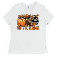 White Tis' the season Football black helmet Ladies Tee - NancyCooperArtShop